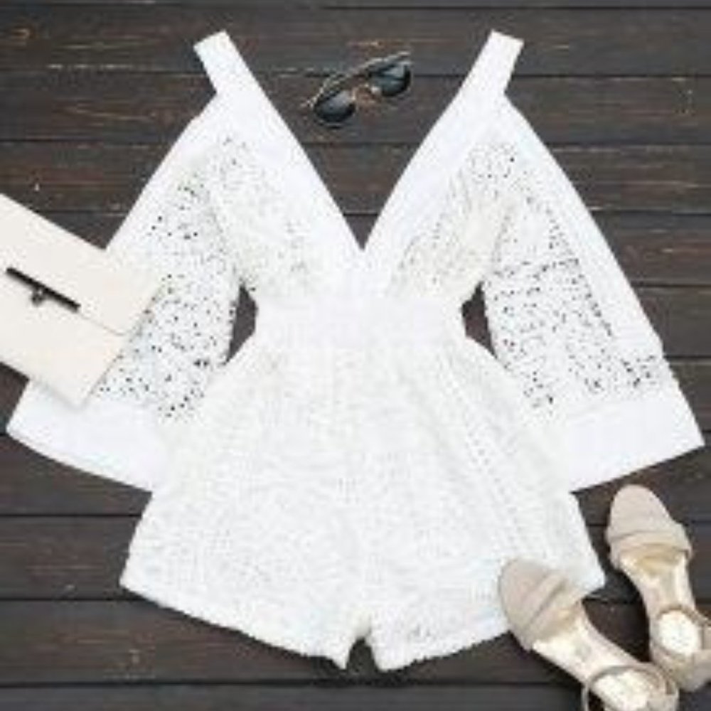 Beach Style Romper | White Lace